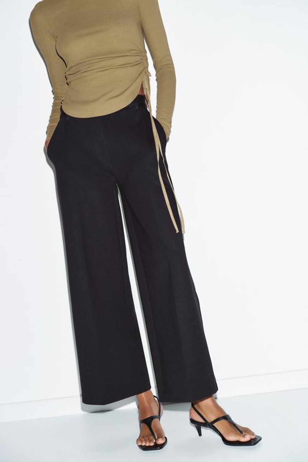 ZARA БРЮКИ ИЗ ИНТЕРЛОКА, ЧЕРНЫЙ