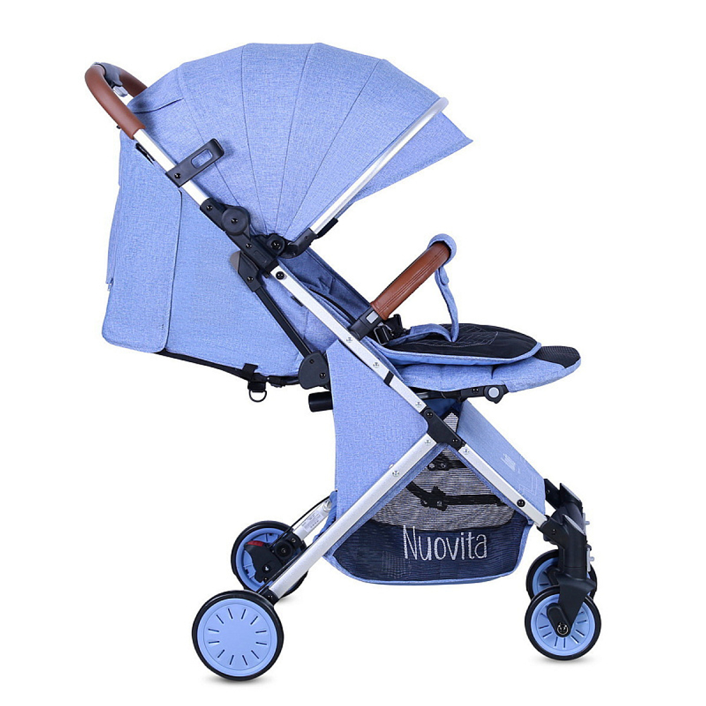 Детская прогулочная коляска Nuovita Giro Lux Denim, Argento / Джинсовый, Серебряный