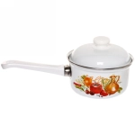 Кастрюля эмалированная 1л цилиндрическая с декором С-1607АП/4