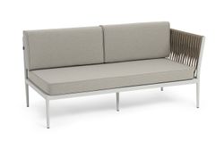 "Касабланка" левый модуль плетеный из роупа, каркас алюминий светло-серый (RAL7035) муар, роуп серо-коричневый 23мм, ткань бежевая 15052