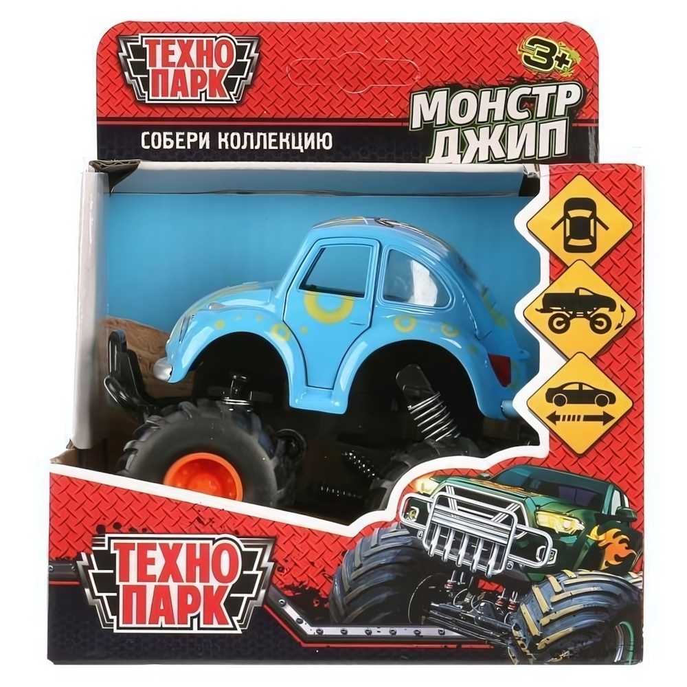 Модель ин. мет. "Монстр Джип" 11,5см, синий откр двер, рессоры,коробка (Технопарк)