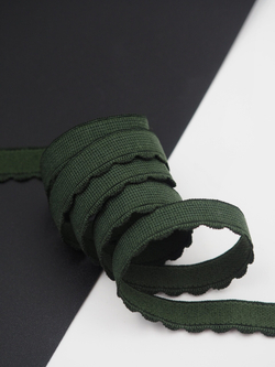 Резинка отделочная хаки ажурная ширина 12 мм с учетом фестона