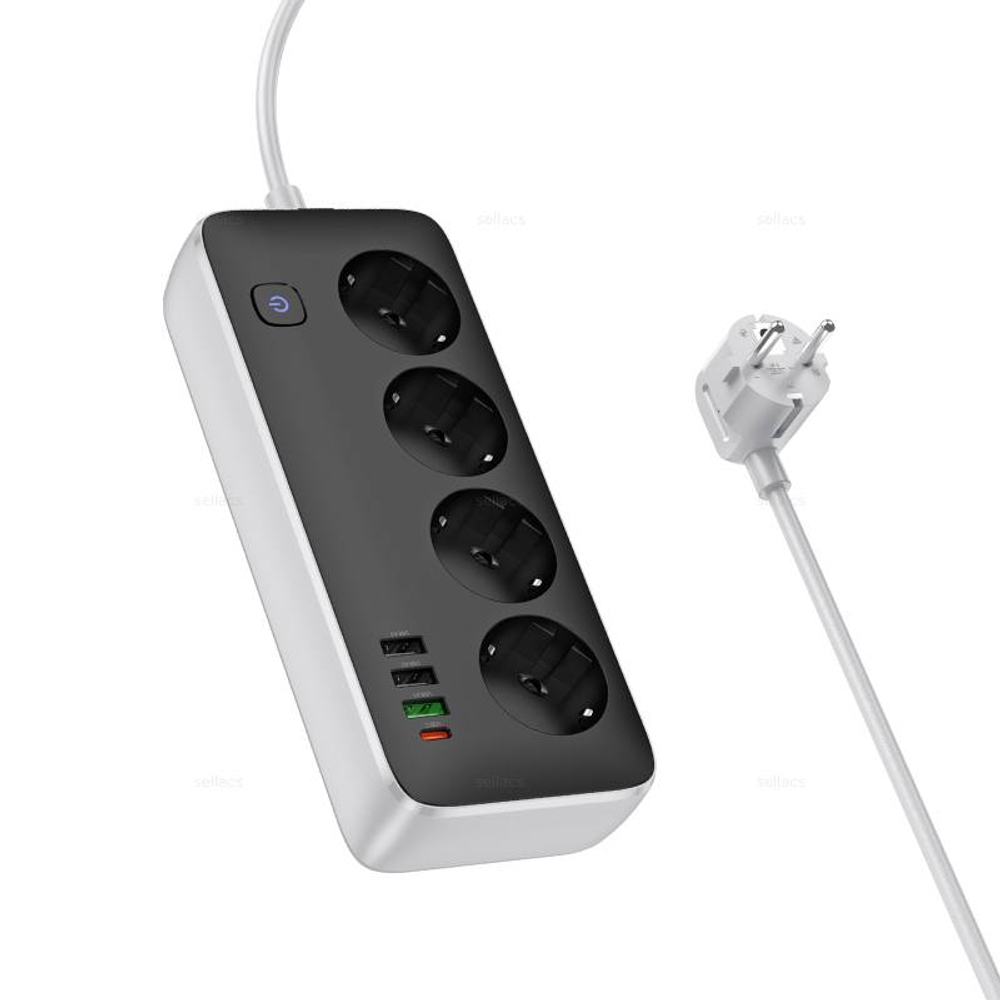 AC22 Sunlight (PD30W/1C3A) сетевой фильтр на 4 розетки 1.5m (black)