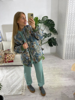 Куртка-бомбер (цвет сине-зеленый)