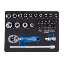 KING TONY (2528MRV) Набор торцевых головок с принадлежностями 1/4", 6-гранные, 4-14 мм, 29 предметов