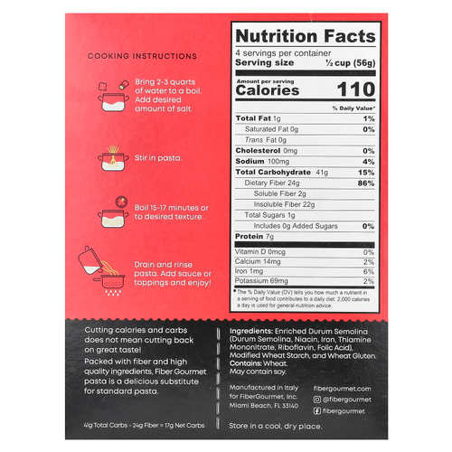 Fiber Gourmet, Светлый пенне, 227 г (8 унций)