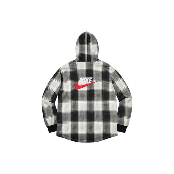 Supreme x Nike Plaid Hooded Sweatshirt Black Logo