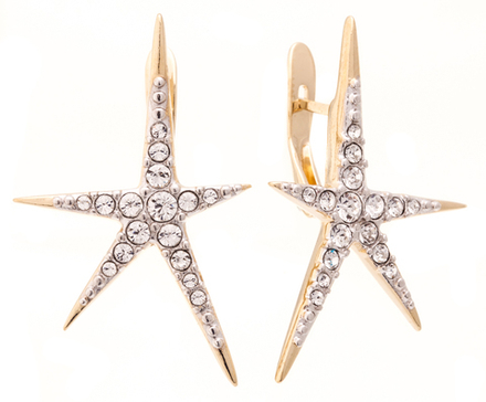 "Звезда Jenavi" серьги золотом покрытии из коллекции "Звезда Jenavi" от Jenavi с английским замком