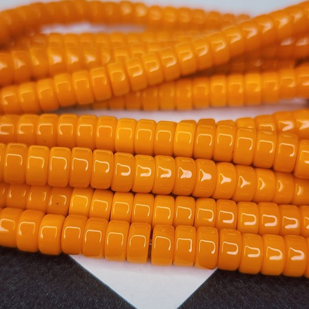 Бусины шайбы, рондель, оранжевый, лэмпворк, стекло, р-р 6мм, цена за набор 10 шт