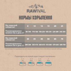 Сухой корм RAWIVAL для собак средних и крупных пород с лососем и сельдью - 2,5 кг
