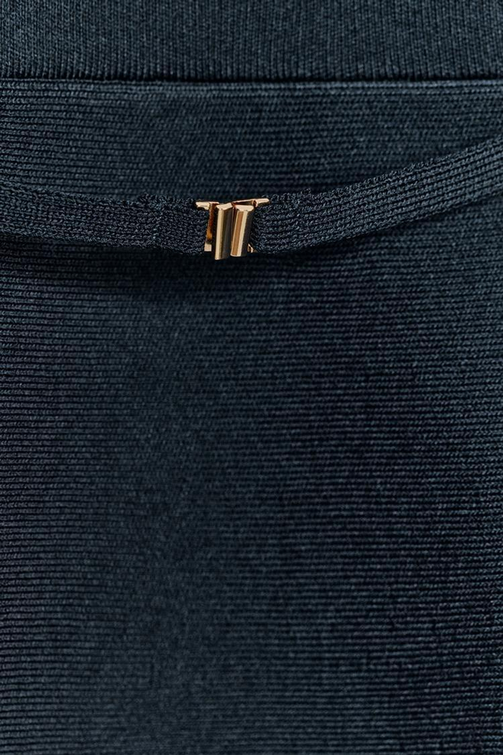 ZARA ТРИКОТАЖНЫЙ ТОП С БАСКОЙ И ПОЯСОМ, МОСРКОЙ СИНИЙ