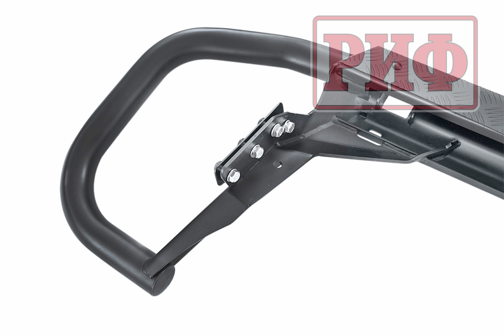 Бампер задний силовой/защита штатного бампера Mitsubishi Pajero Sport 2015-2020 c квадратом под фаркоп РИФ