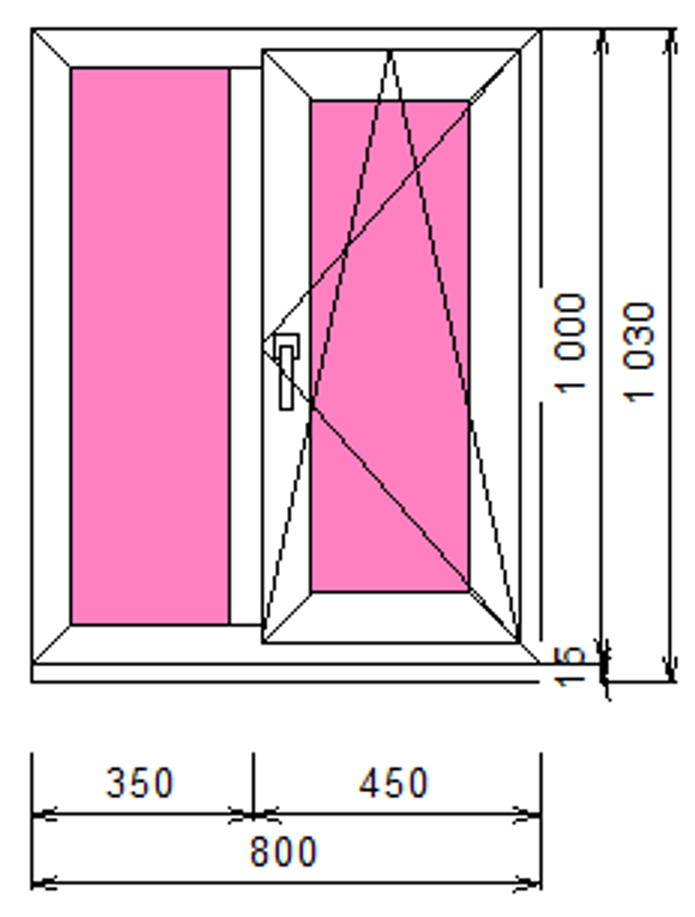 Пластиковое окно 1000 х 800 ТермА Эко