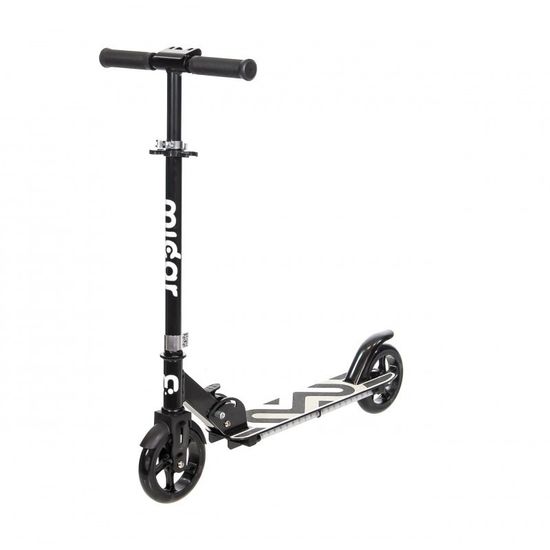 Складной двухколёсный самокат со светящимися колёсами и платформой Micar Flash 145 чёрный