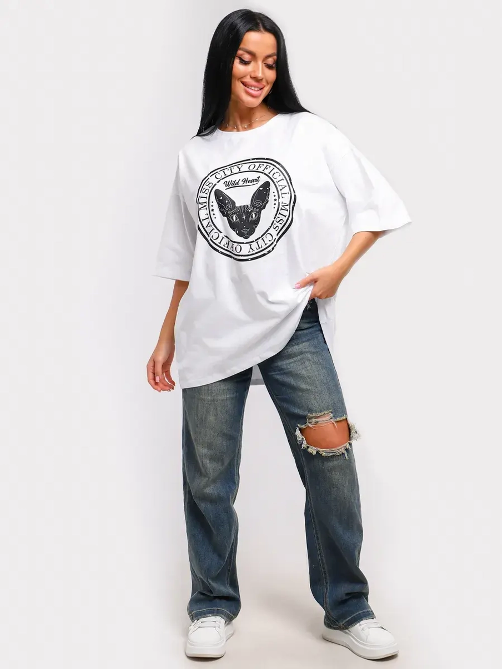 Футболка оверсайз больших размеров принт