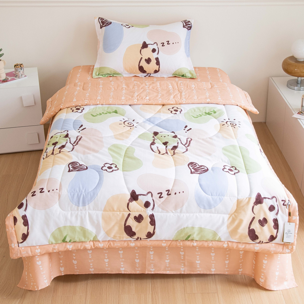 Комплект постельного белья Сатин с Одеялом Young 100% хлопок на резинке OBKR016