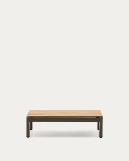 Журнальный столик Sorells из зеленого алюминия и тикового дерева 52,4 x 91 см