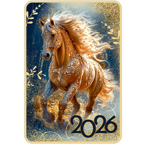 Календарь карманный " Праздник " 015 на 2026г 62*91мм, Символ года- Лошадь, глянцевый ВД-лак, картон