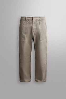 ZARA БРЮКИ TAPERED FIT ДЛЯ СКАЛОЛАЗАНИЯ, ЦВЕТ СЛОНОВОЙ КОСТИ