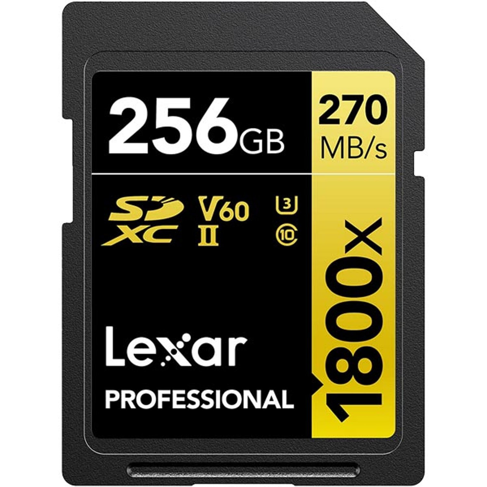 Карта памяти Lexar Professional 1800x SDXC GOLD Series 256 ГБ UHS-II W/R 270/180 C10 V60 U3