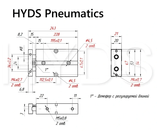 TN 16x175-S Пневмоцилиндр двухпоршневой