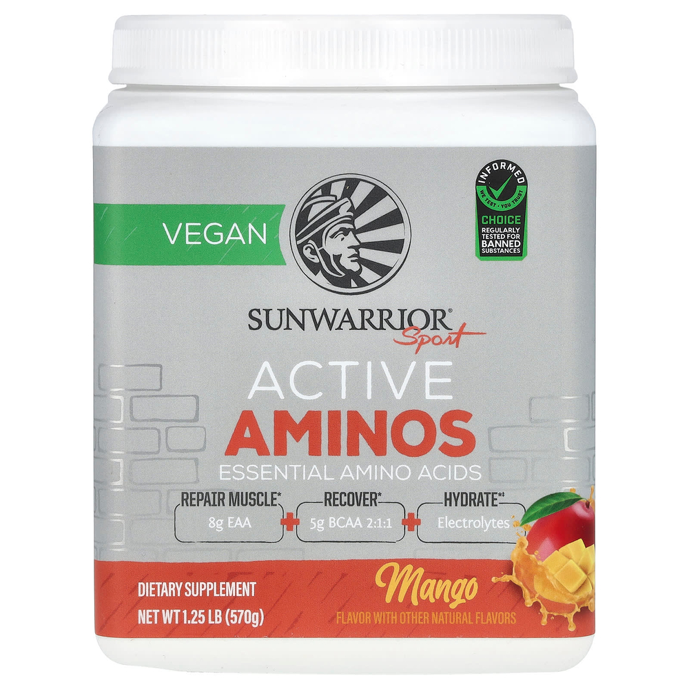 Sunwarrior, Sport, активные аминокислоты, со вкусом манго, 570 г (1,25 фунта)