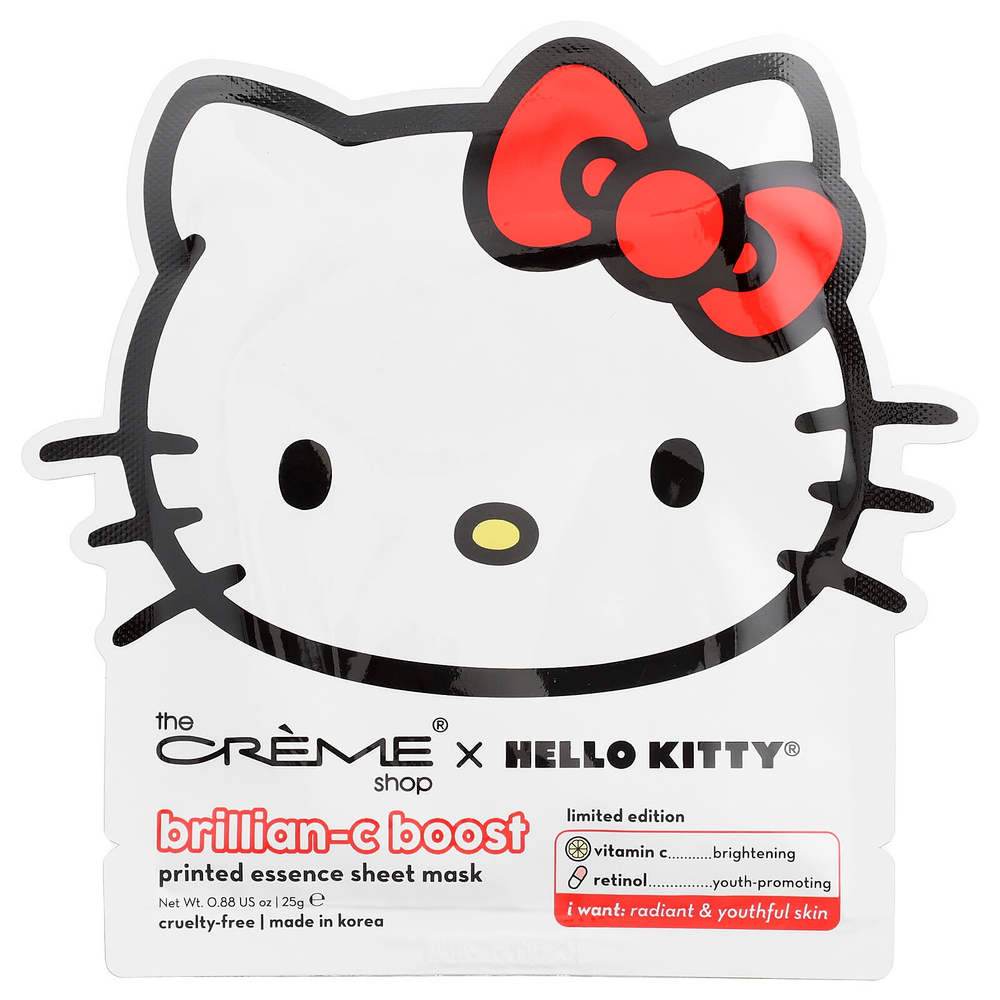 The Creme Shop, Hello Kitty®, Brillian-C Boost, тканевая маска с эссенцией, 1 шт., 25 г (0,88 унции)