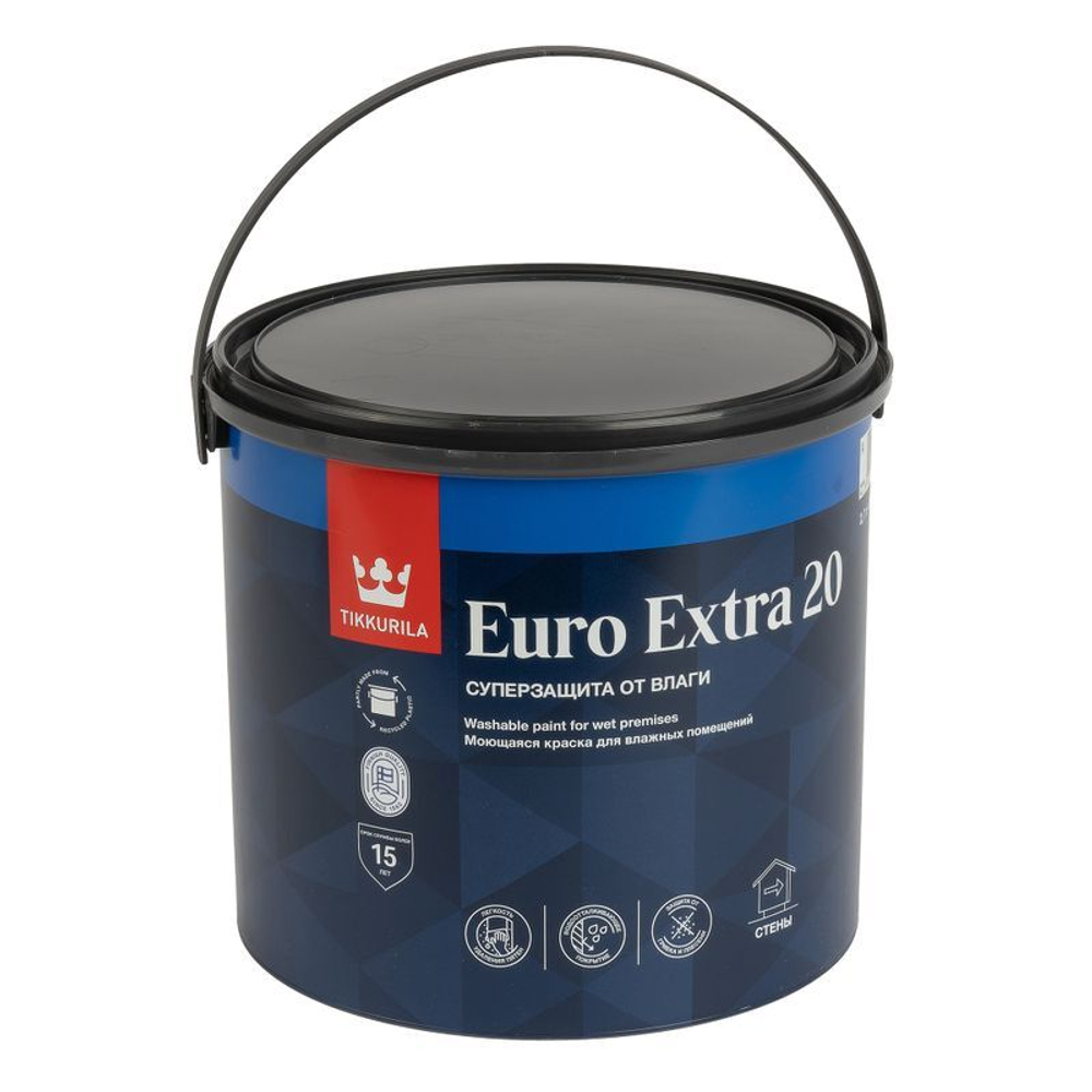 Краска для кухонь и ванных комнат Tikkurila Euro Extra 20 белая база A 2,7 л