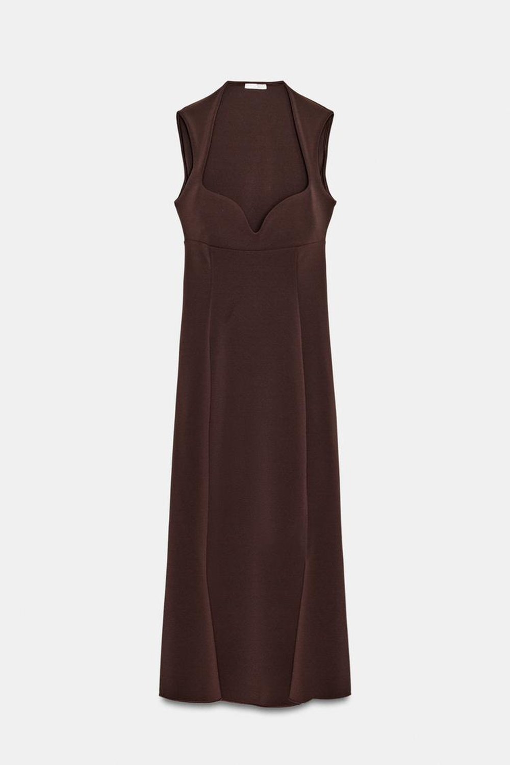 ZARA ПЛАТЬЕ С ВЫРЕЗОМ СЕРДЕЧКОМ, КОРИЧНЕВЫЙ