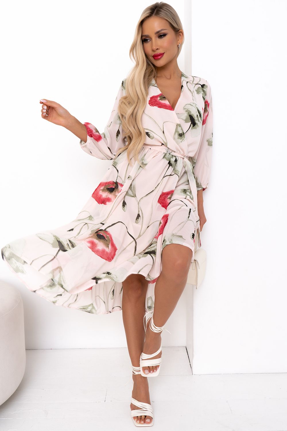 Платье Мила (розовый/маки) Р11-1207/5 Nikol (Уценка)