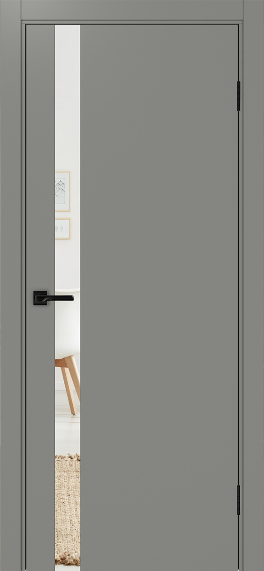 Межкомнатная дверь Optima Porte НЕАПОЛЬ 211 Зеркало, Чёрная кромка