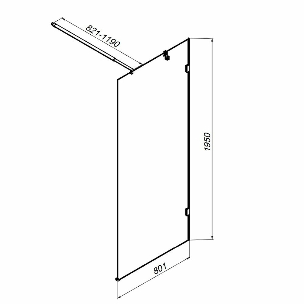 Душевая перегородка AM.PM X-Joy 80 W94WI-80-F1-MTE профиль Хром матовый стекло прозрачное