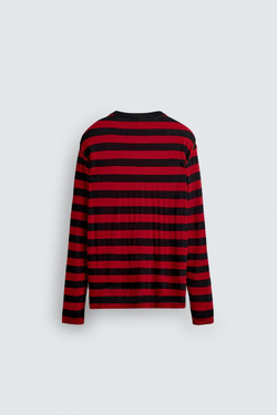 ZARA ФУТБОЛКА В ПОЛОСКУ С КОНТРАСТОМ, КРАСНЫЙ
