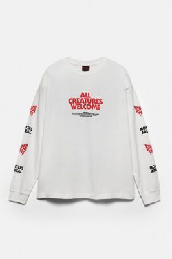 PULL&BEAR Футболка с длинными рукавами "Stranger Things", желтовато-белый