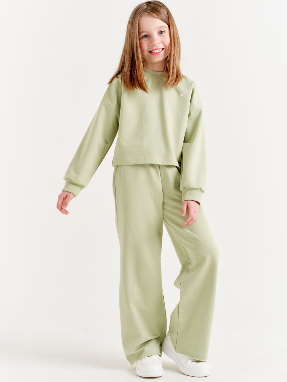 Брюки палаццо облегченные "Шалфей" 7+