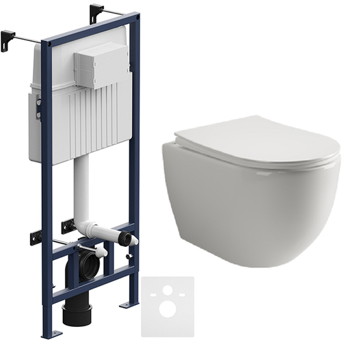 Комплект подвесной безободковый унитаз Ceramica Nova Mia Rimless CN1805 с ультра-тонким сиденьем SoftClose + инсталляция Am.Pm ProC I012707