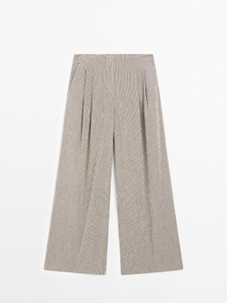 Massimo Dutti Брюки из рельефной ткани, белый/черный