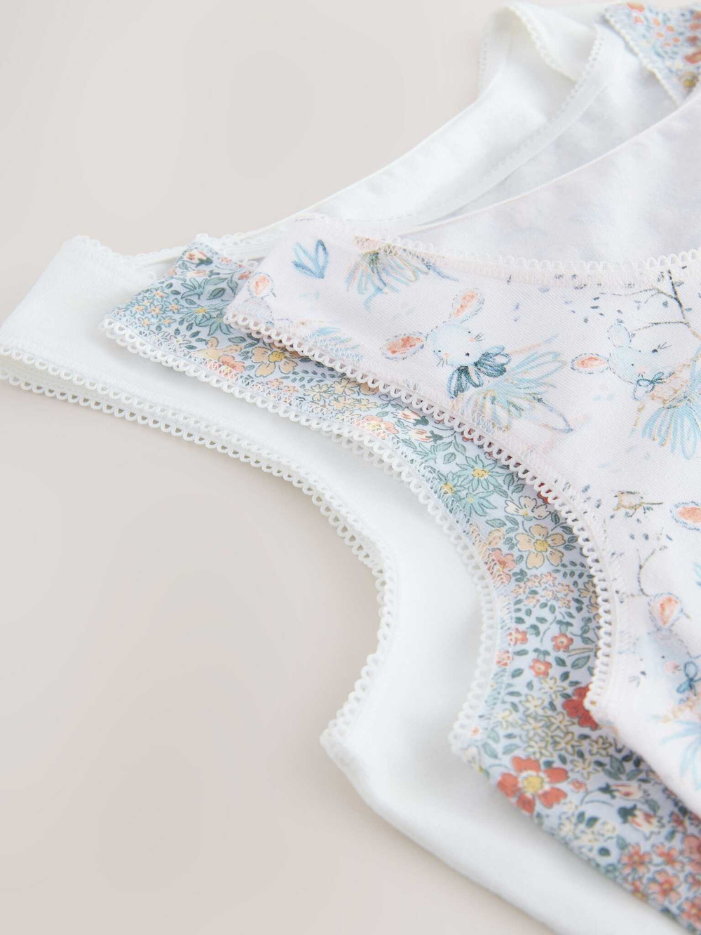 Майка для девочки Next AE6-192, 3 шт., Белый, Голубой