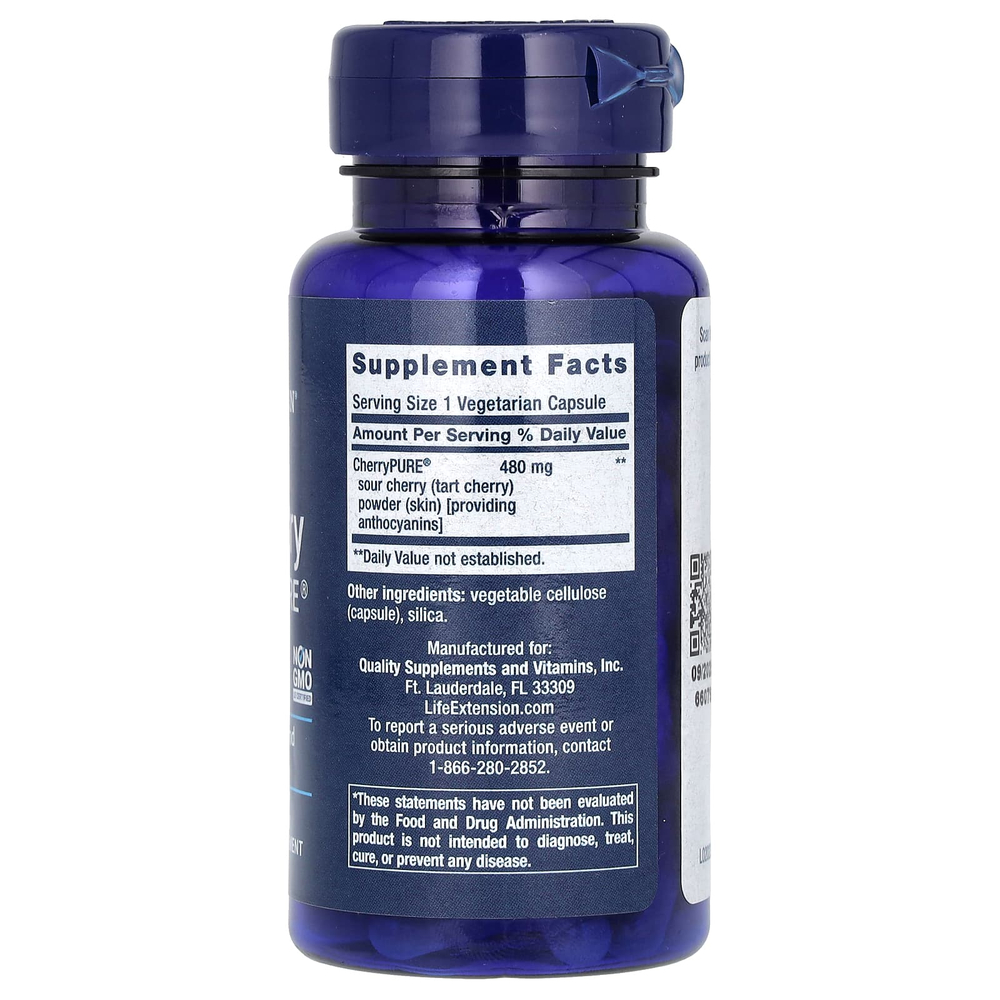 Life Extension, вишня с CherryPURE, 60 вегетарианских капсул (480 мг в 1 капсуле)