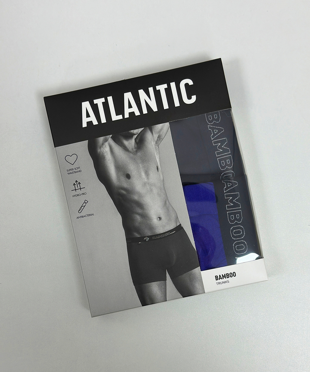 Мужские трусы шорты Atlantic, набор из 2 шт., бамбук, темно-синие + фиолетовые, 2MH-1187