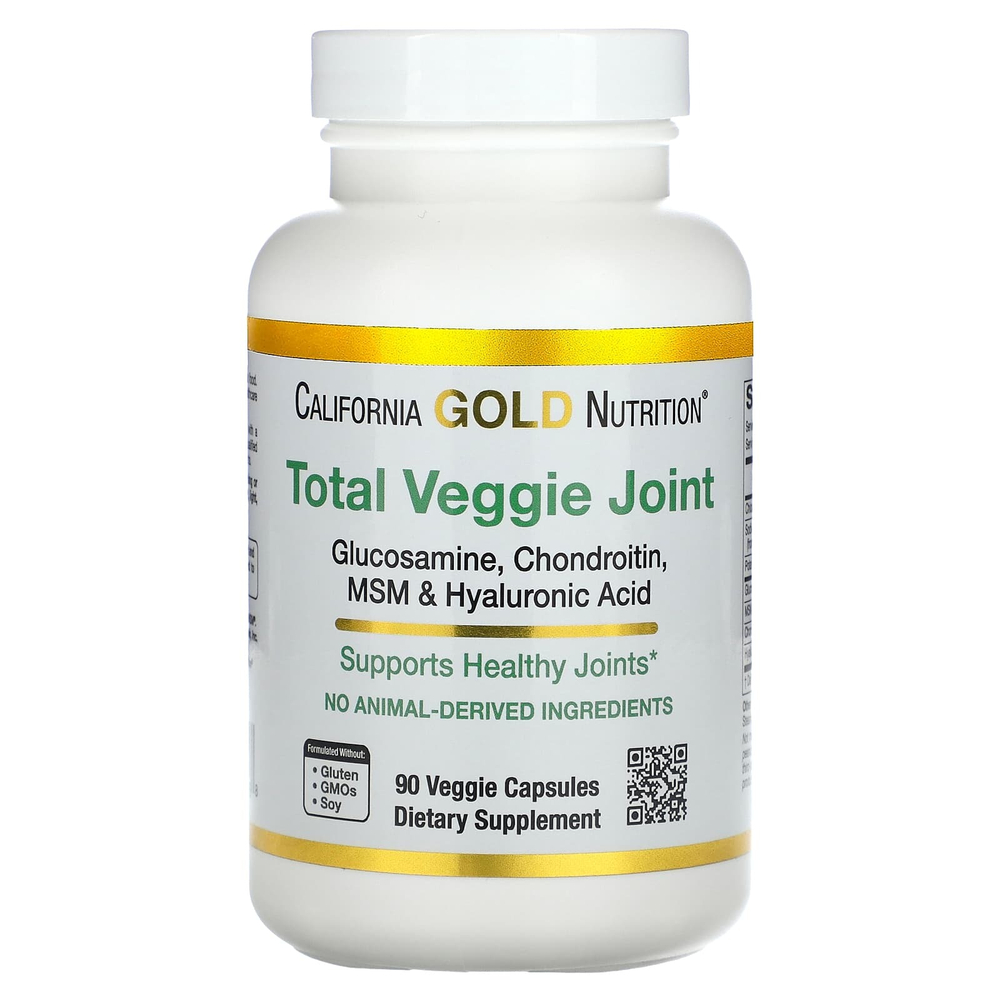 California Gold Nutrition, Total Veggie Joint, добавка для поддержки суставов, с глюкозамином, хондроитином, МСМ и гиалуроновой кислотой, 90 растительных капсул