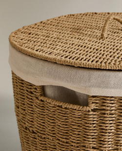 Zara Home Корзина из плетёной бумаги, цвет бежевый, 55 см