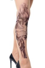 Колготки +size с принтом в виде соблазнительной девушки (Размер: XL-XXL-XXXL) (Цвет: бежевый)