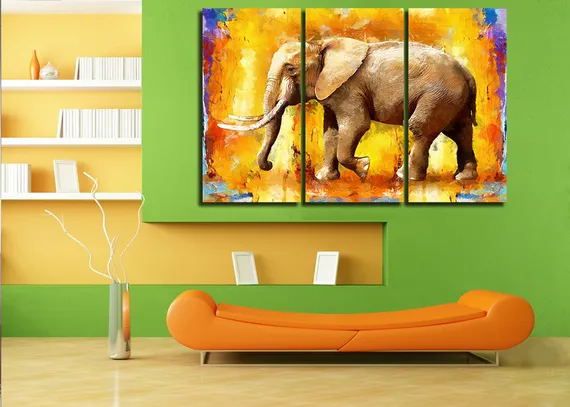Модульная картина "Живописный слон"