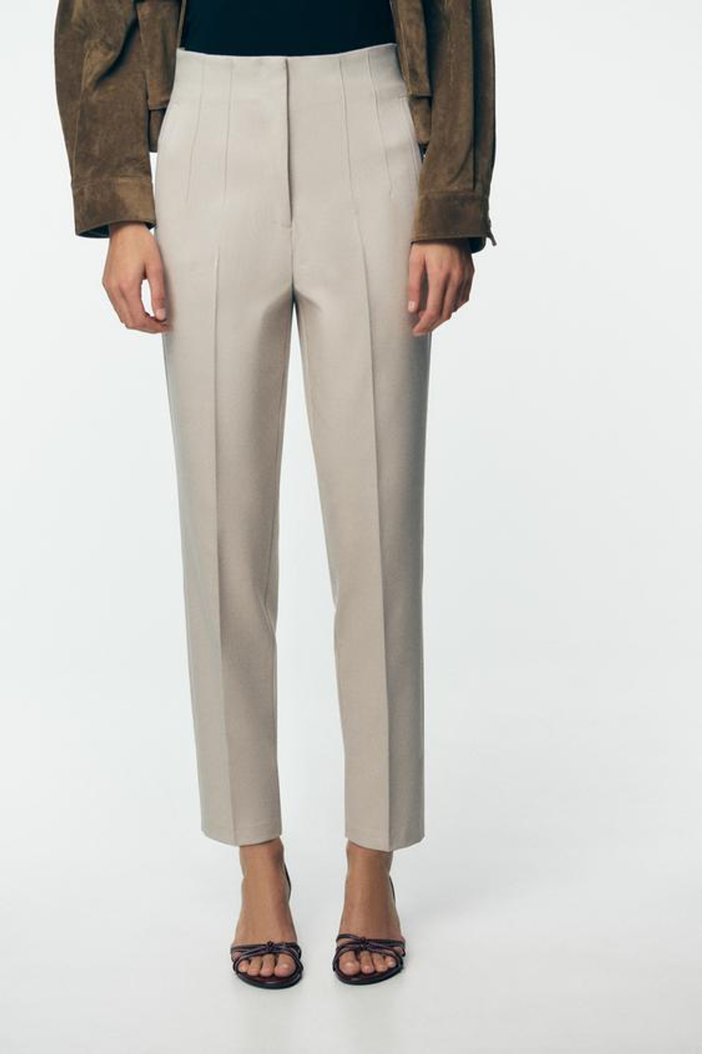 ZARA БРЮКИ С ВЫСОКОЙ ПОСАДКОЙ, БЕЖЕВЫЙ