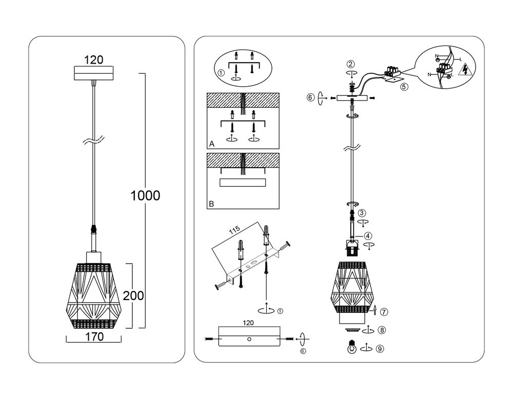 Ambrella Светильник подвесной в стиле лофт Loft TR8521