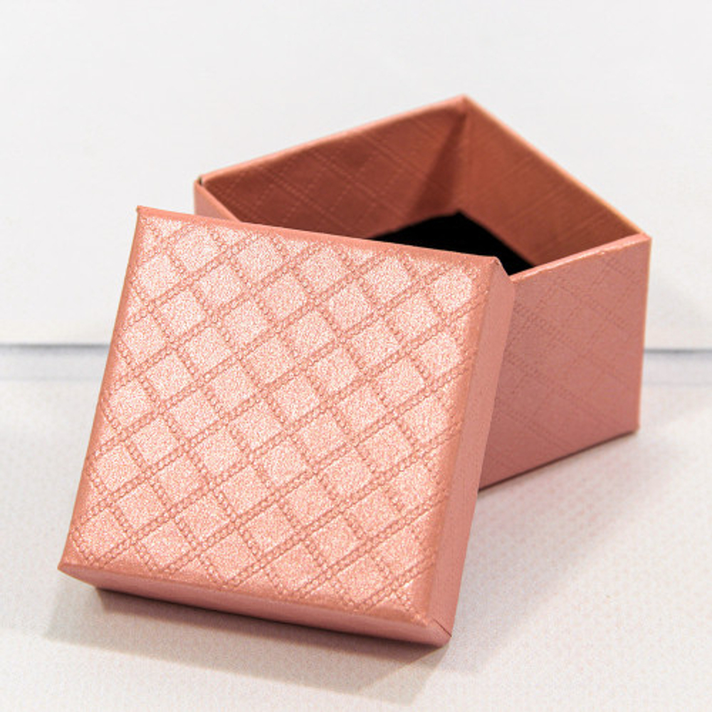 Коробка Ювелирная 5.5х5.5х3.5 см "Ромбики" (Лососевый)
