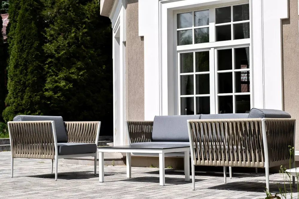 "Касабланка" лаунж-зона плетеная из роупа 4-местная, цвет серый