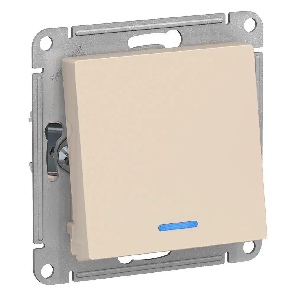 ATLASDESIGN 1-клавишный ПЕРЕКЛЮЧАТЕЛЬ с подсветкой, сх.6а, 10АХ, механизм, БЕЖЕВЫЙ