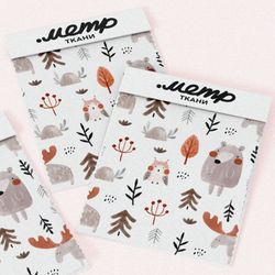 Ткань футер 2-х нитка абстрактные рисунки животных детские